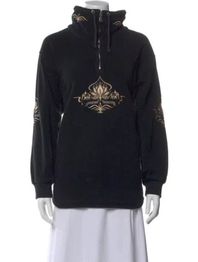 Pre-owned Bogner Graphic Print Mock Neck Sweatshirt In Black
