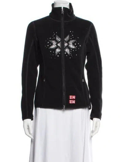 Pre-owned Bogner Graphic Print Mock Neck Sweatshirt In Black
