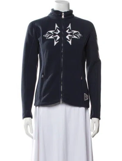Pre-owned Bogner Graphic Print Mock Neck Sweatshirt In Blue