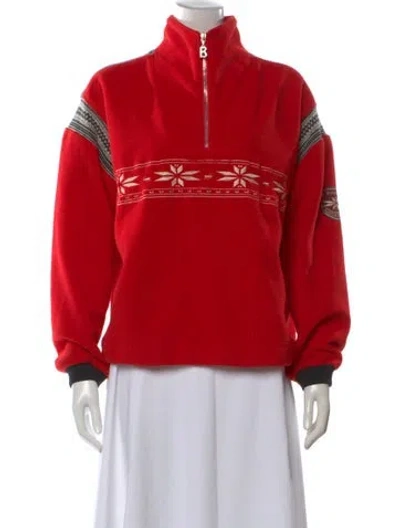 Pre-owned Bogner Graphic Print Mock Neck Sweatshirt In Red