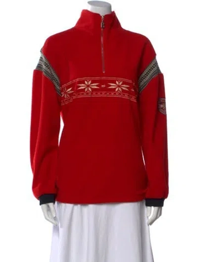 Pre-owned Bogner Graphic Print Mock Neck Sweatshirt In Red