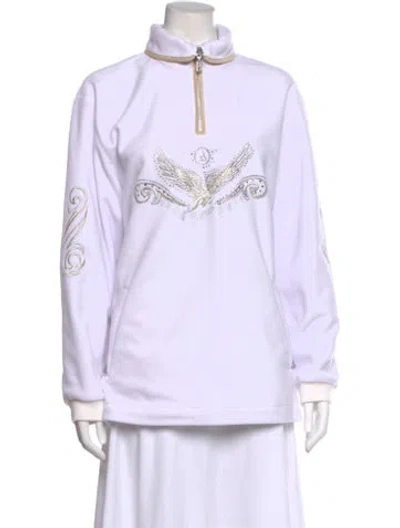 Pre-owned Bogner Graphic Print Mock Neck Sweatshirt In White