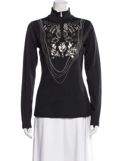 Pre-owned Bogner Graphic Print Mock Neck Top In Blue