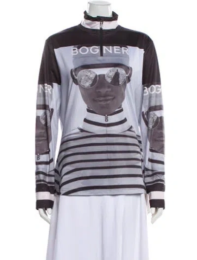 Pre-owned Bogner Graphic Print Mock Neck Top In Multi