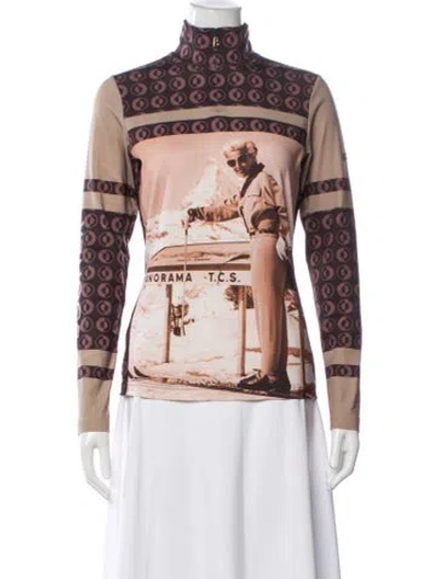 Pre-owned Bogner Graphic Print Mock Neck Top In Multicolor