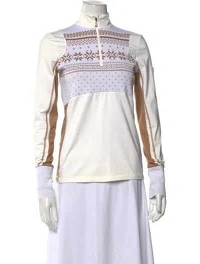 Pre-owned Bogner Graphic Print Mock Neck Top In Neutrals