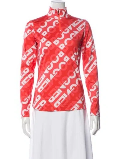 Pre-owned Bogner Graphic Print Mock Neck Top In Orange