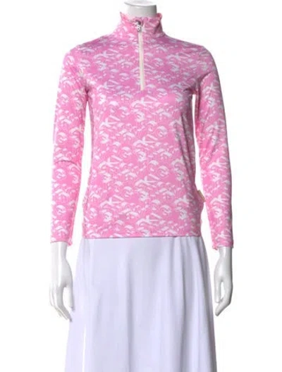 Pre-owned Bogner Graphic Print Mock Neck Top In Pink