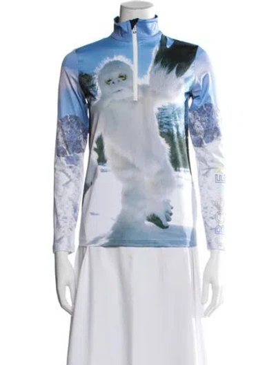 Pre-owned Bogner Graphic Print Mock Neck Top W/ Tags In Multi