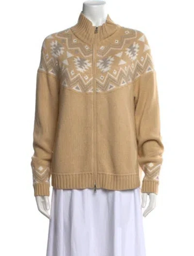 Pre-owned Bogner Graphic Print Open Front Sweater In Neutrals