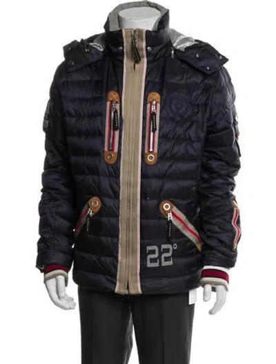 Pre-owned Bogner Graphic Print Puffer Coat In Blue