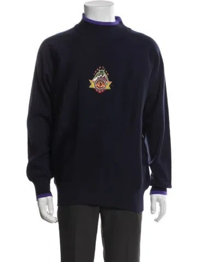 Pre-owned Bogner Graphic Print Turtleneck Pullover In Blue