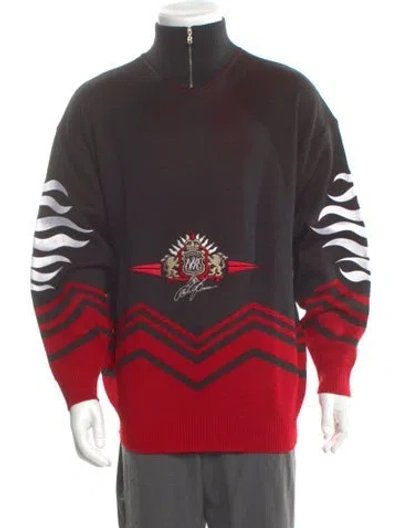 Pre-owned Bogner Graphic Print Turtleneck Pullover In Red