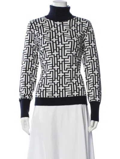 Pre-owned Bogner Graphic Print Turtleneck Sweatshirt In Black