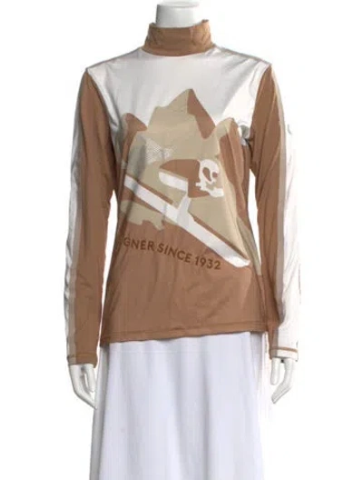 Pre-owned Bogner Graphic Print Turtleneck Sweatshirt In Neutral