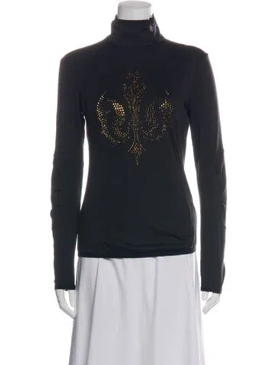 Pre-owned Bogner Graphic Print Turtleneck Top In Black