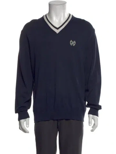 Pre-owned Bogner Graphic Print V-neck Pullover In Blue