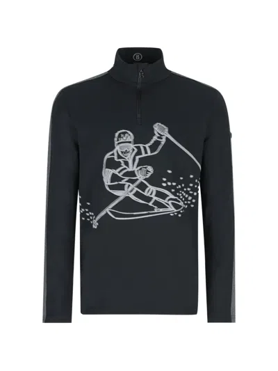 Bogner Graphic-print Half-zip Sweater In Black