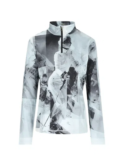 Bogner Graphic-print Zip-up Sweatshirt In Gray