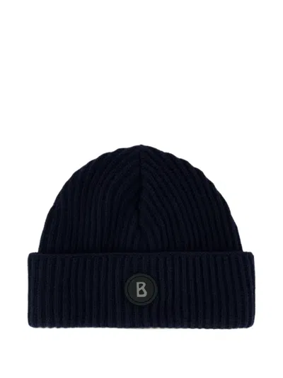 Bogner Gustav's Logo-patch Ribbed-knit Beanie Hat In Blue