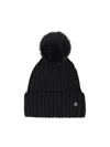 Bogner Pompom Ribbed Hat In Black