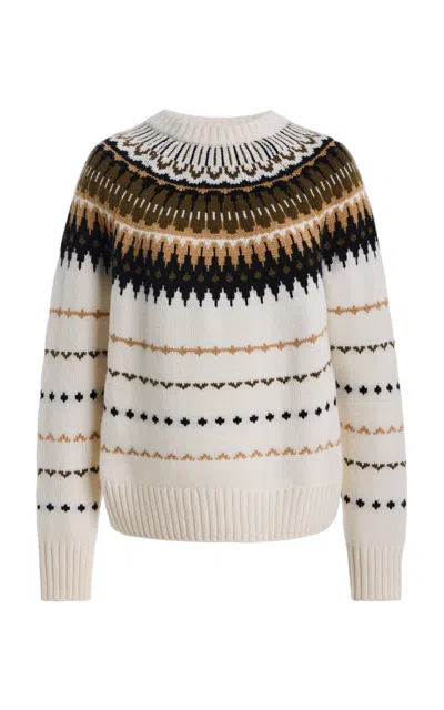 Bogner Ina Cashmere Fair Isle Sweater In White