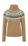 Bogner Ingrid Fair Isle Cashmere Turtleneck Sweater In Brown
