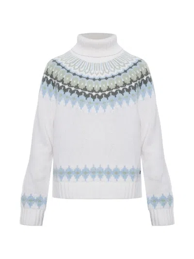 Bogner Ingrid Fair Isle Roll-neck Sweater In White