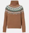 Bogner Ingrid Jacquard Cashmere Turtleneck Sweater In Brown