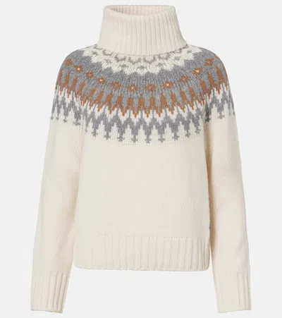 Bogner Ingrid Jacquard Cashmere Turtleneck Sweater In Neutral