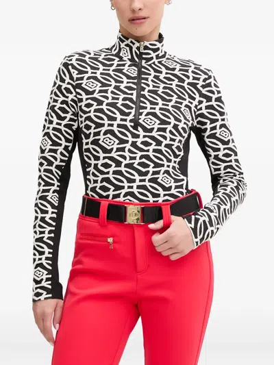 Bogner Jasmina Monogram-print Half-zip Top In Multi