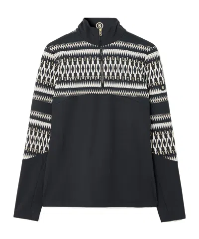 Bogner Jelissa Fair Isle Jacquard-trimmed Stretch-jersey Base Layer In Black