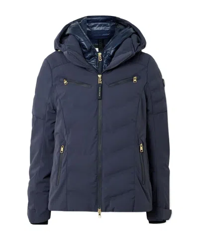 Bogner Kea Hooded Layered Padded Quilted Shell Ski Jacket In Blue
