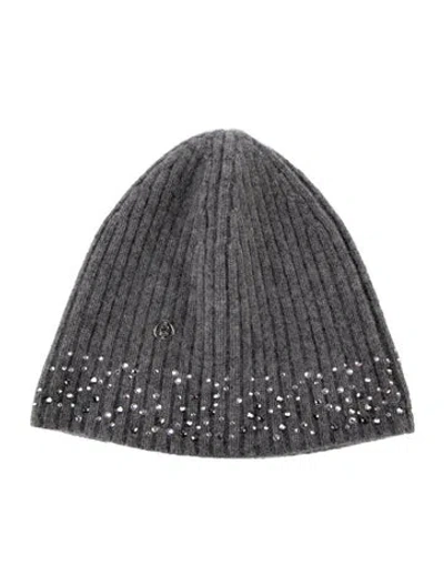 Pre-owned Bogner Knit Crystal Embellished Beanie In Gray