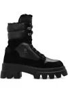 Bogner Lace-up Panelled Combat Boots In Black
