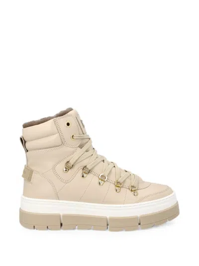 Bogner Lace-up Leather Boots In Neutral