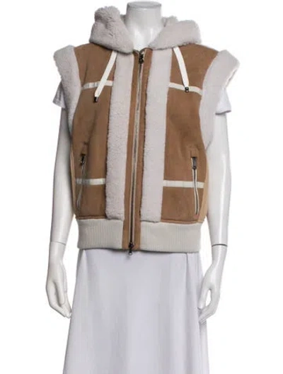 Pre-owned Bogner Lamb Leather Colorblock Pattern Vest In Brown