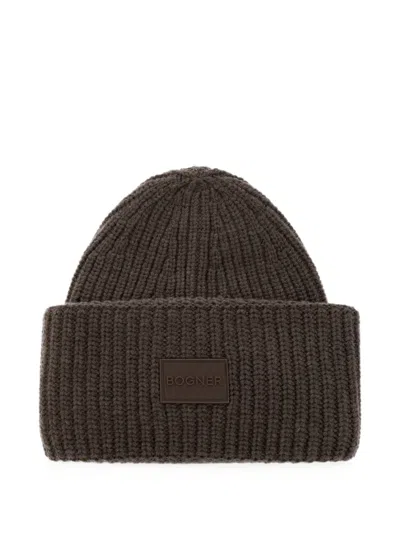 Bogner Larah Ribbed-knit Beanie Hat In Brown