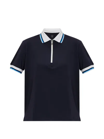 Bogner Laurina Zip Striped Polo Shirt In Blue