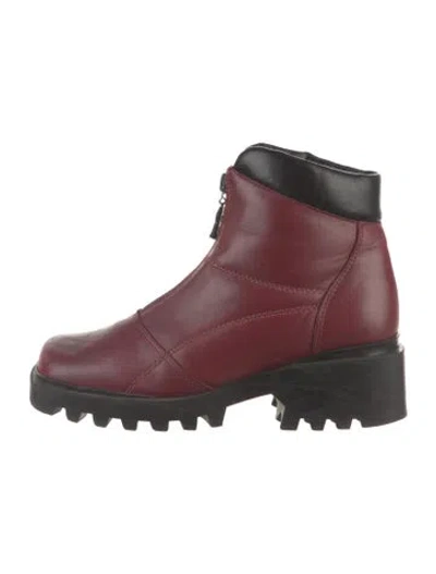 Pre-owned Bogner Leather Colorblock Pattern Boots In Burgundy