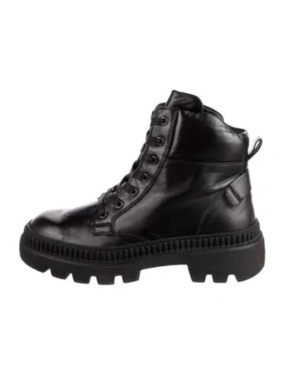Pre-owned Bogner Leather Combat Boots In Black