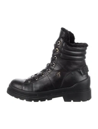 Pre-owned Bogner Leather Combat Boots In Black