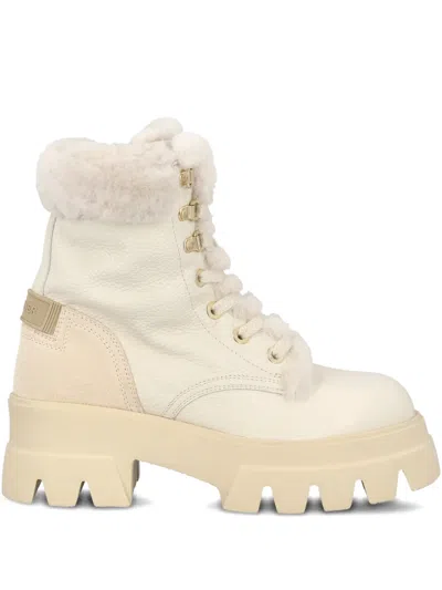 Bogner Leather Combat Boots In Neutral