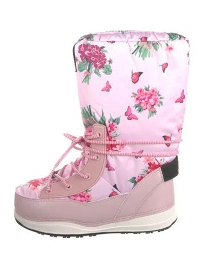 Pre-owned Bogner Leather Floral Print Lace-up Boots In Multi