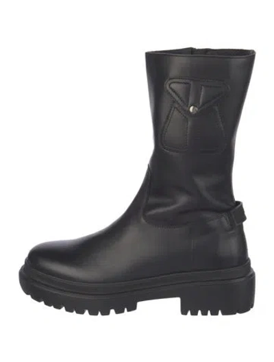 Pre-owned Bogner Leather Rain Boots In Black