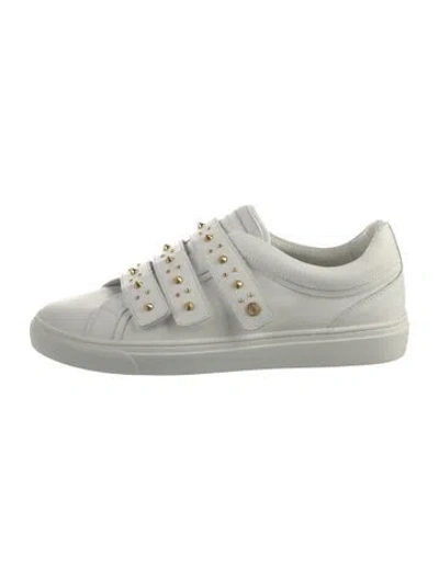 Pre-owned Bogner Leather Studded Accents Sneakers In White