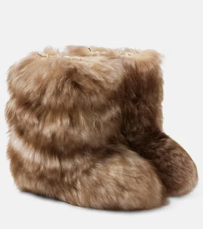 Bogner Les Arcs 11 Shearling Ankle Boots In Nature