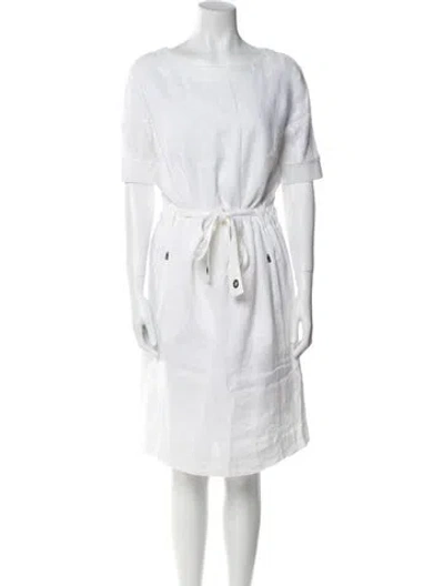 Pre-owned Bogner Linen Knee-length Dress In White