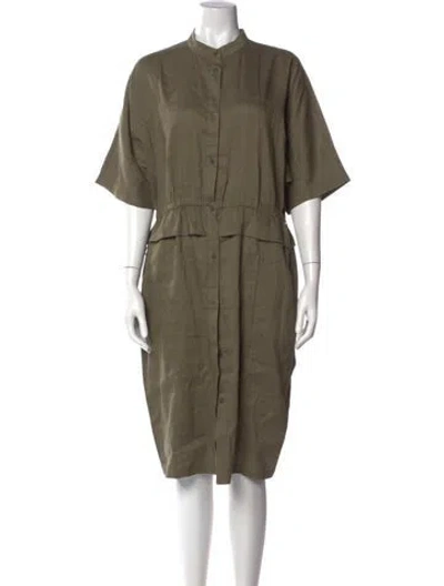Pre-owned Bogner Linen Midi Length Dress In Green