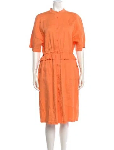 Pre-owned Bogner Linen Midi Length Dress In Orange